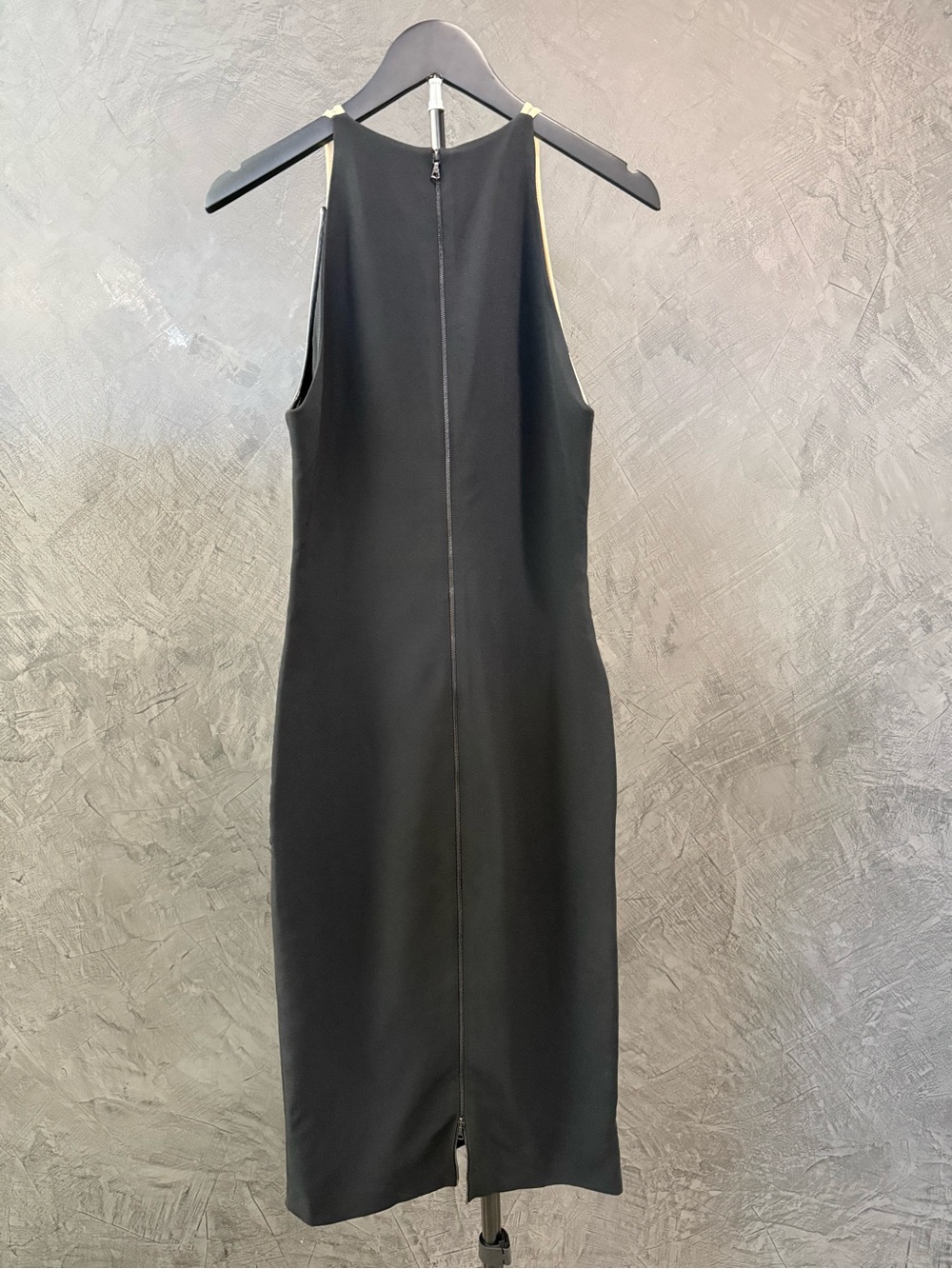 EUC David Koma Black & White Mesh-Inset Midi Dress leather trim size UK10/US6 - Picture 2 of 4